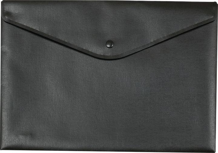 Image du produit Foldersys Pochette transparente, DIN A4, opaque, bouton-pression noir, film gaufré, 10 pièces, noir (A4, 10 x)