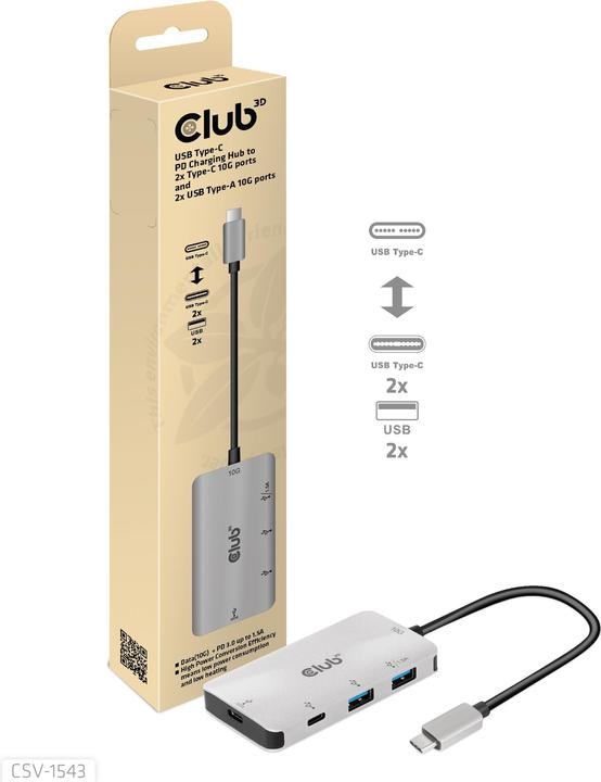 Produktbild Club 3D CSV-1543 (USB-C, 4 Ports)