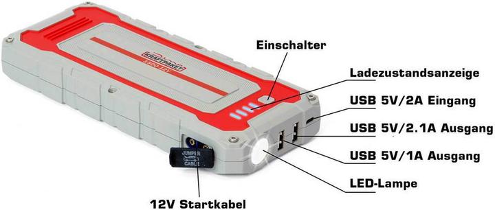 Actual product image Dino Quick start system, jumper cable 12V 1500A 62.9Wh 136150 jump start current (12 V)= (1500 A, 4250 mAh)