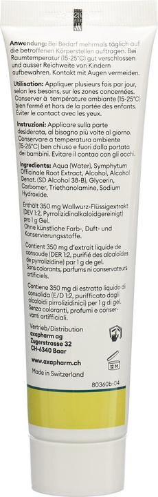Nährwerte und Zutaten Axapharm Wallwurz Gel (1 x, 100 ml, 123 g)