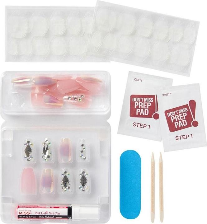 Actual product image Herba Kiss Majestic Nails - In A Crown (Artificial nails, Rose, Transparent)