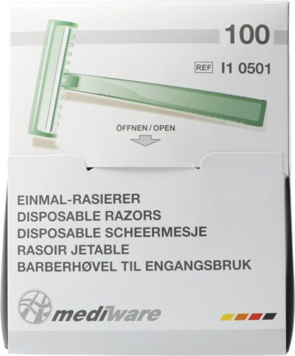 Produktbild Mediware Einmalrasierer mit Klingenschutz unsteril grün