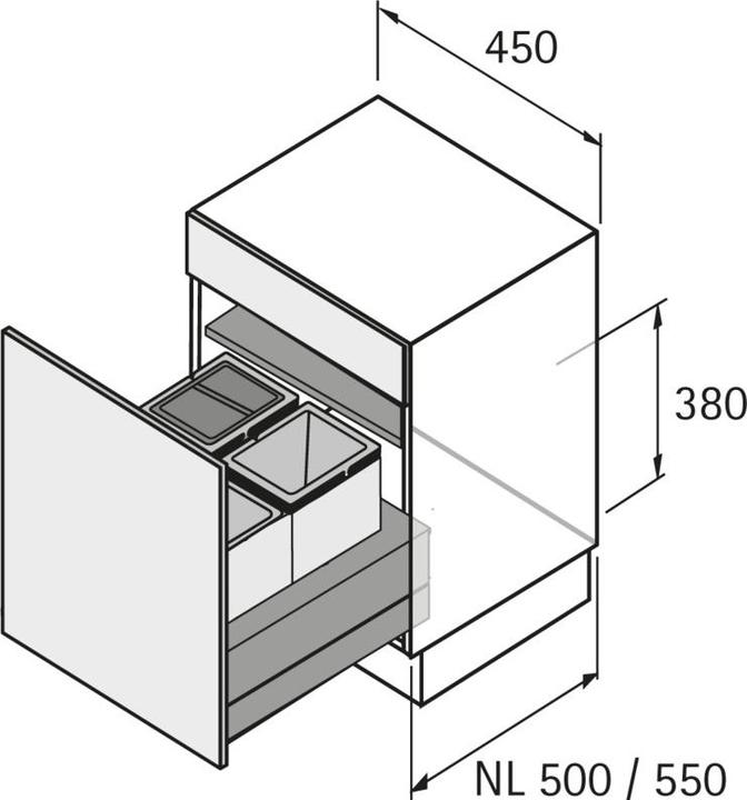 Produktbild Hettich Abfalltrennsystem Base 450 für ArciTech anthrazit