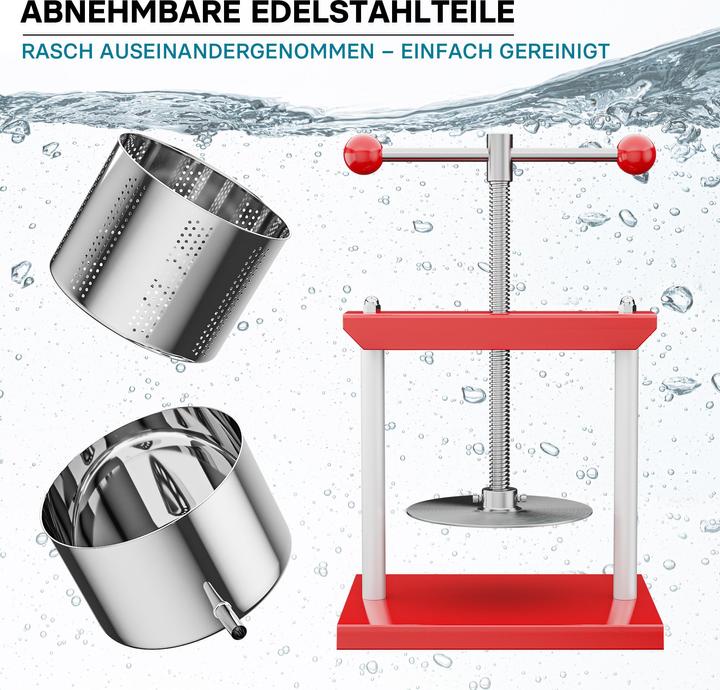 Actual product image Wiltec Fruit press Wine press steel 6 l stainless steel basket Fruit press Berry press