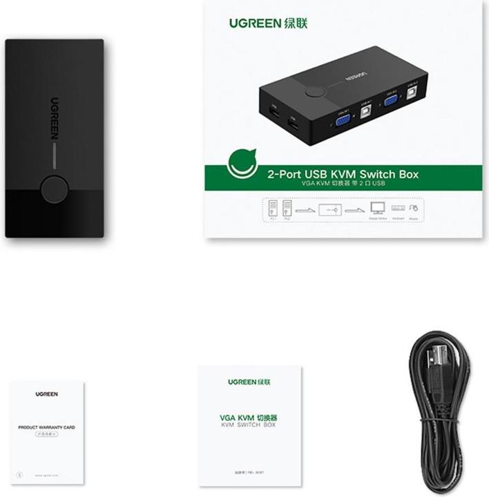 Produktbild Ugreen 30357 KVM Switch Box 2-port VGA Video Adapter 2 in 1 (black)