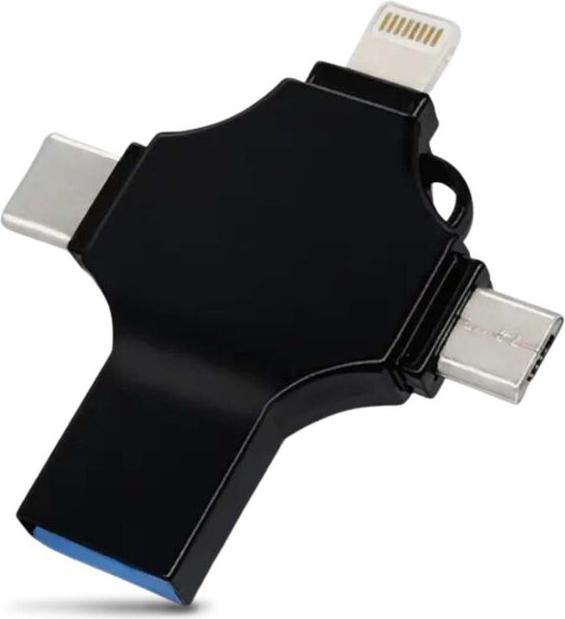 Hermex 4-in-1 USB-Stick Lightning-Stick Datenstick Flash-Laufwerk USB-Drive (128 GB, USB 3.0, Lightning, USB-C, Micro USB)