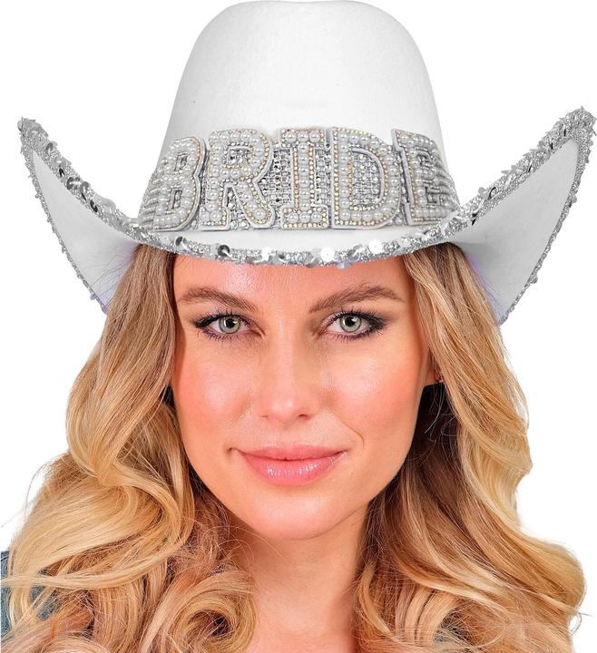 Image du produit Widmann Chapeau de cowboy blanc "mariée" avec décoration de perles