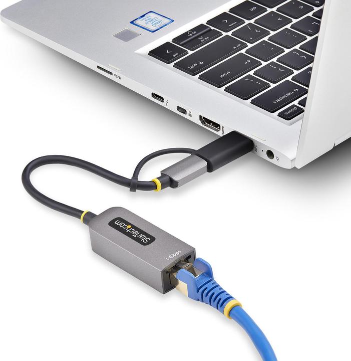 Produktbild StarTech .com C21GA-USB-ETHERNET, Kabelgebunden, USB Type-A/USB Type-C, Ethernet, 5000 Mbit/s, Grau (USB, USB-C, RJ45 (1x))