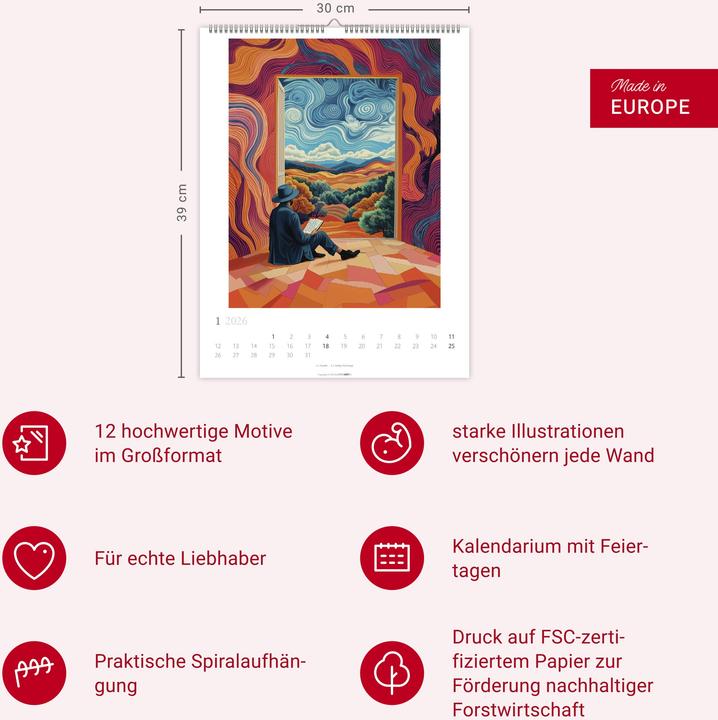 Actual product image Book Love Kalender 2026 (30 x 39 cm, German)