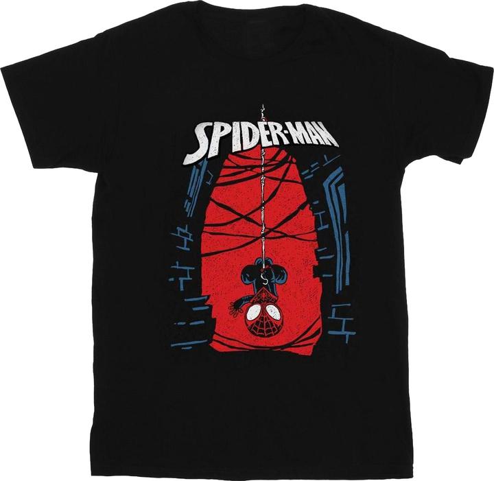 Actual product image Girls Spider-Man Hanging Sketch Cotton T-Shirt (140, 146)