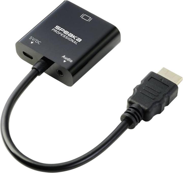 Actual product image SpeaKa Professional SP-10352148 HDMI adapter (1x (VGA, HDMI, 15 cm)