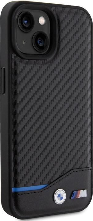Image du produit BMW Coque M effet carbone et cuir avec logo métallique en relief (Apple iPhone 15 Plus)