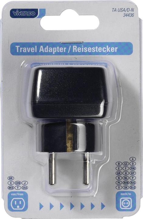 Produktbild Vivanco Reisestecker USA, USA Buchse - Schuko Stecker