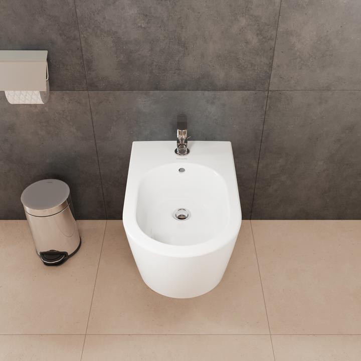 Actual product image hansgrohe EluPura Original S wall-mounted bidet, 1 tap hole, with overflow, 360x540x260mm, white