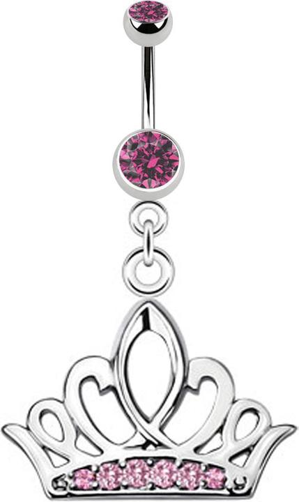 Immagine prodotto Star Piercing Banana d'argento con ciondolo corona diadema rosa (senza ottone, Acciaio chirurgico 316L)