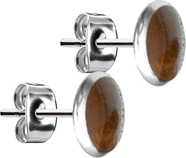 Produktbild Star Piercing Ohrstecker silber Teller Teakholz (Organisch, ohne Messing, Chirurgenstahl 316L)