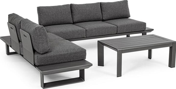 Produktbild Bizzotto Garten Ecksitzgruppe Konnor mit Kissen anthrazit
