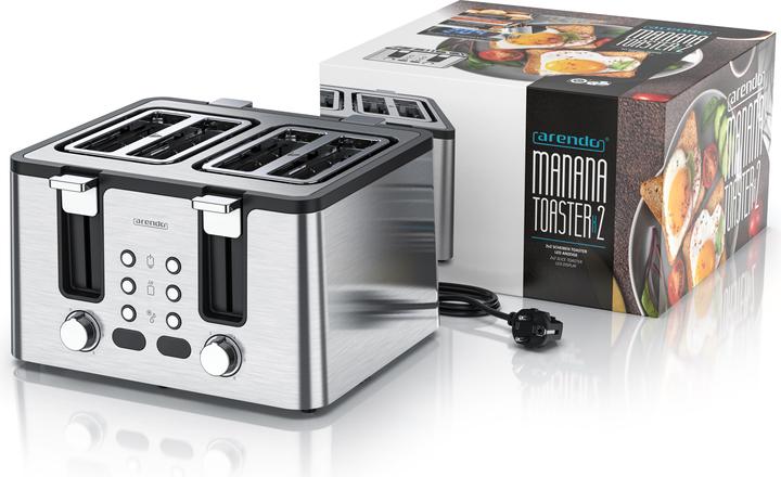 Immagine prodotto Arendo Toaster 4 Scheiben Kurzschlitz, Edelstahl, Automatik, Wärmeisolierendes Doppelwandgehäuse, 1750 W