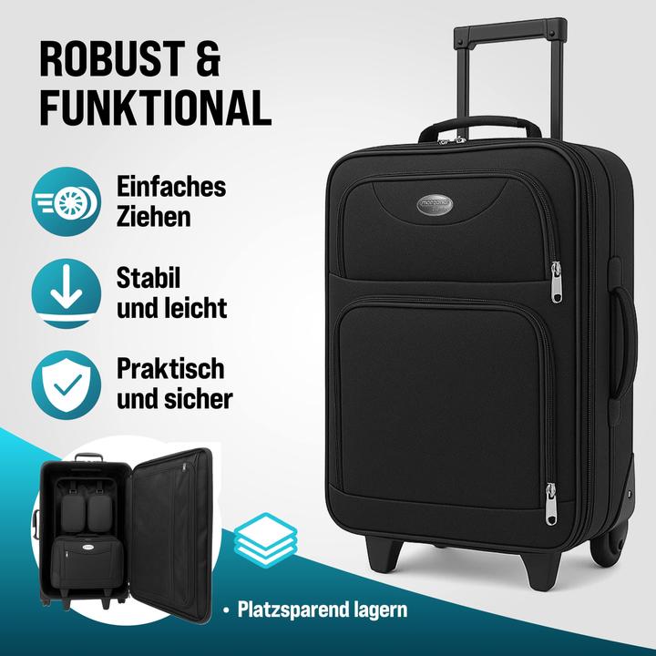Image du produit Monzana Set de valises (60 l, Bagage à main (jusqu'à 50l), M (50 - 90l), L (90 - 115l))