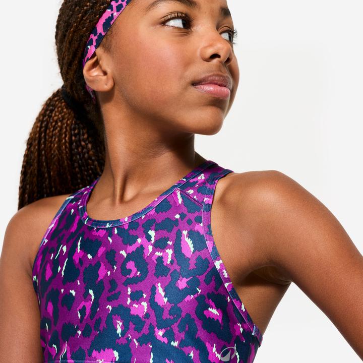 Produktbild Decathlon Sport-Bustier Mädchen atmungsaktiv - Leopardenprint violett (8, 9, 10)