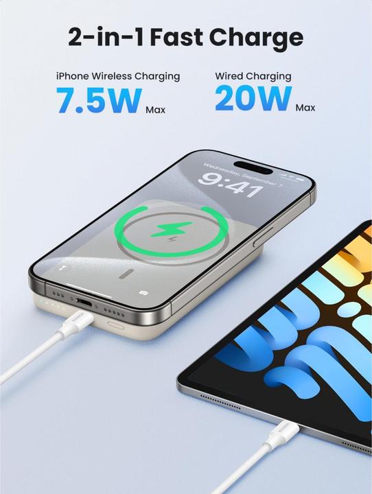 Immagine prodotto Ugreen Mini powerbank wireless con MagSafe (10000 mAh, 20 W, 37 Wh)