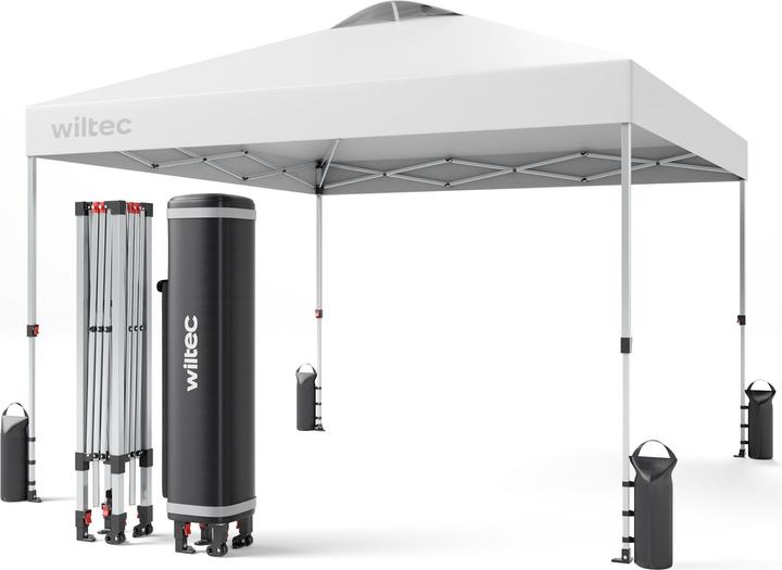 Image du produit Wiltec Pop up Pavillon 3x3m blanc Roues Pavillon de jardin Pavillon pliant Camping Party (300 cm, 300 cm)