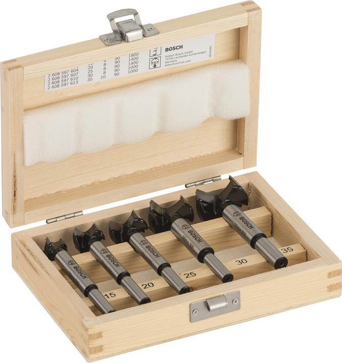 Produktbild Bosch Professional Zubehör 5-tlg. Scharnierlochbohrer-Set, Carbide, 15–35 mm (15-35 mm)