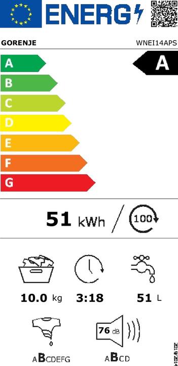 Energy Label Gorenje WNEI 14 APS Washing machine front loader A (10 kg, Left)