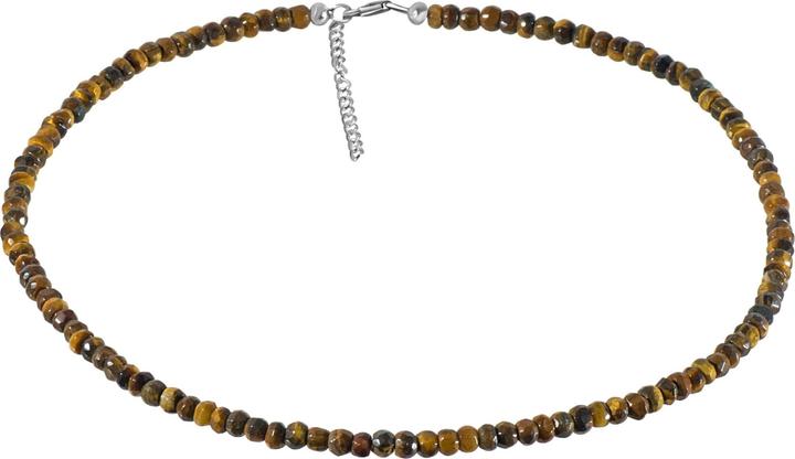Xen Tigerauge - Collier 5 mm facettiert 43 + 5 cm 925 Silber (925 Sterling Silber, 43 cm)