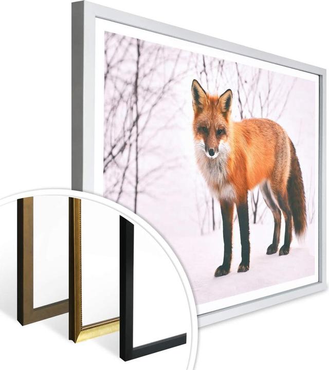 Actual product image Trenddeko Fox in the snow - 2 parts (80 x 60 cm)