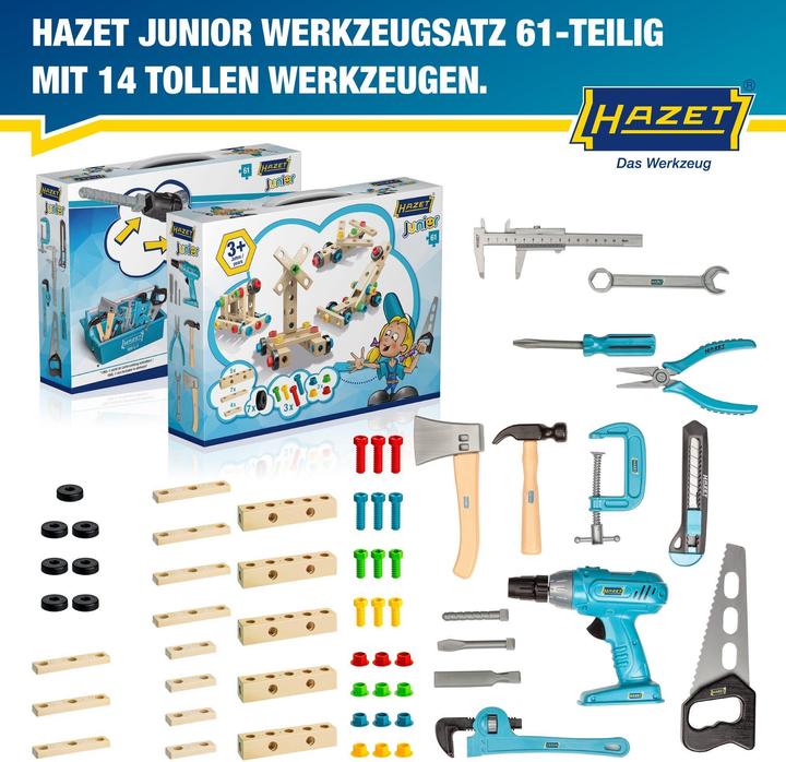 Immagine prodotto HAZET Giocattoli per bambini serie di utensili JUNIORTOOL1 ∙ Numero utensili: 61