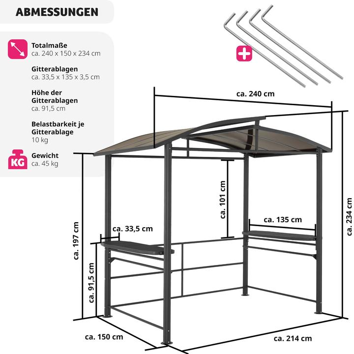 Produktbild tectake Grillpavillon Asado (240 cm, 150 cm)