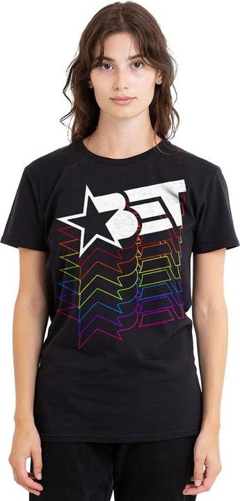 Actual product image Bet Unisex Adult Cascading Rainbow Logo T-Shirt (L)