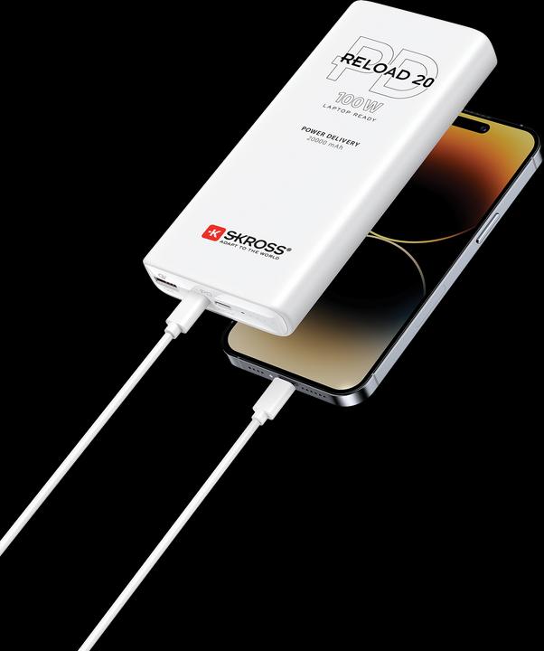 Produktbild Peter Jäckel SKROSS Power Bank RELOAD 20000 100W PD White (20000 mAh, 100 W, 74 Wh)