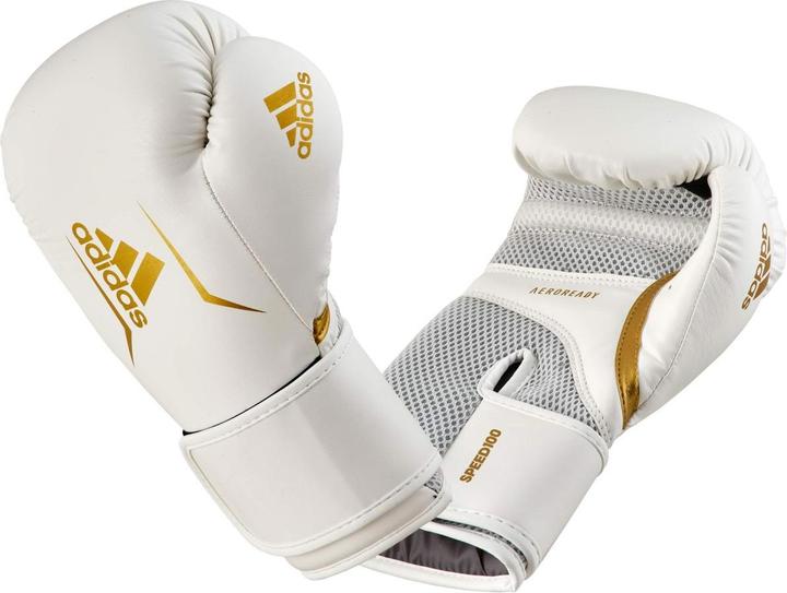 adidas Boxhandschuhe Speed 100, ADISBG100 weiss/gold (16 OZ)