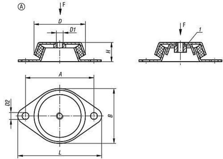 Actual product image Kipp Machine foot K0687, steel, form A