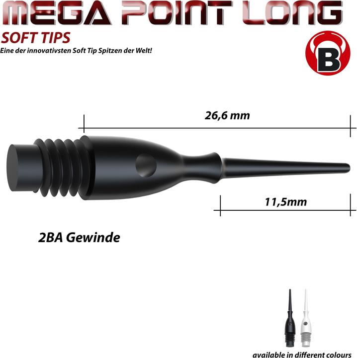 Actual product image Bull's Mega Point Tips Long 6mm(2BA)