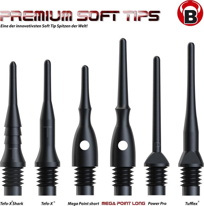 Actual product image Bull's Mega Point Tips Long 6mm(2BA)