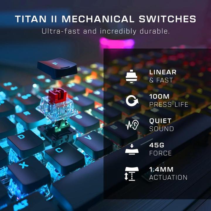 Produktbild Turtle Beach - Clavier de jeu mécanique RGB Filaire Vulcan II Noir - Disposition Qwerty US (US, Kabelgebunden)