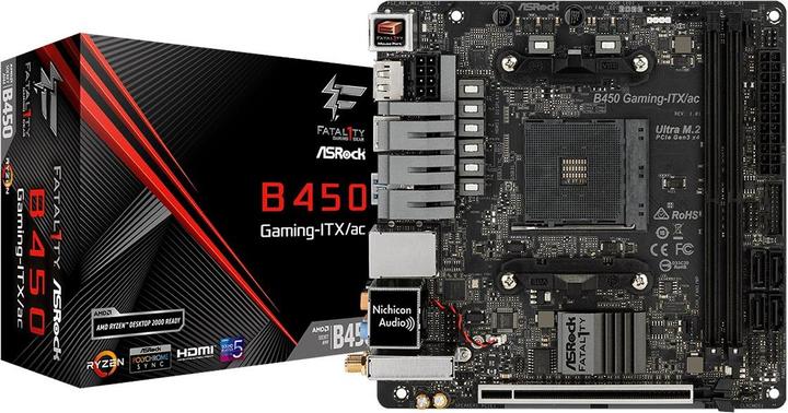 Actual product image AsRock B450 Gaming-ITX/ac (AM4, AMD B450, Mini-ITX)