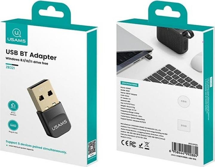 Actual product image Usams Adapter USB Bluetooth ZB321 5.1 czarny