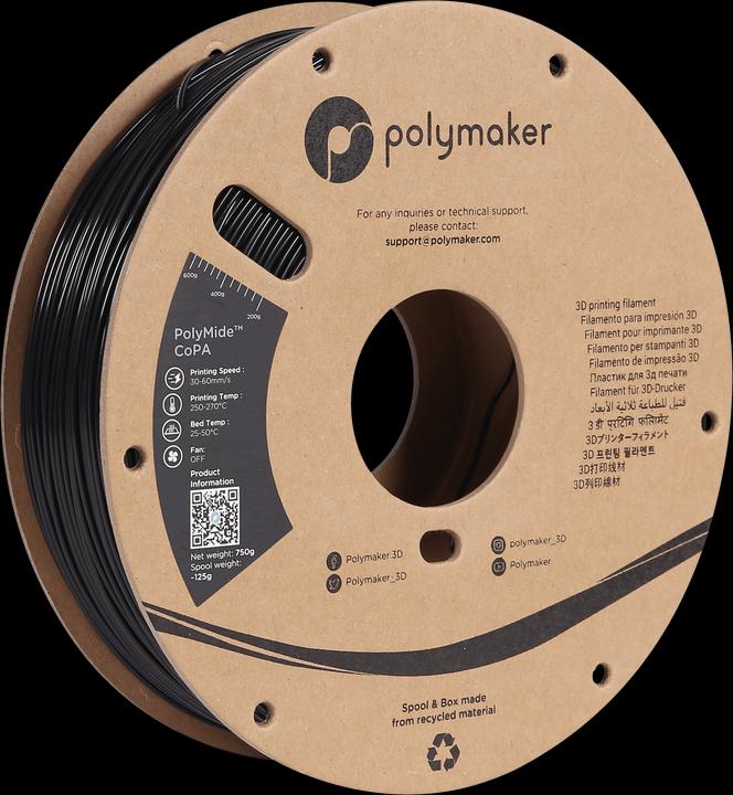 Image du produit Polymaker PolyMide CoPa V2 - Noir - 2.85mm (Nylon, 2.85 mm, 750 g, Noir)