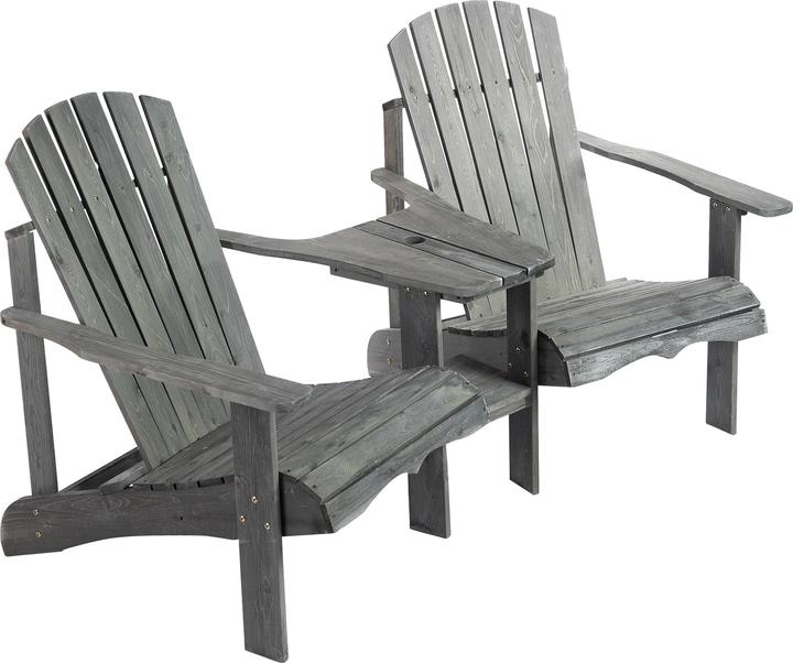 Actual product image Outsunny Garden Bench with Table and Umbrella Hole