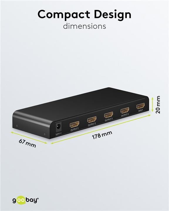 Actual product image Goobay HDMI Splitter 1 to 4 4K @ 30 Hz