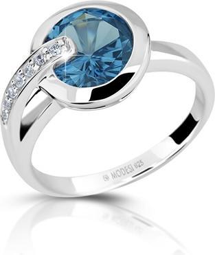 Modesi Charming silver ring with aquamarine and zircons M11061 - Circuit: 60 mm (60)