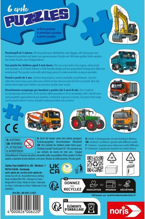 Actual product image Noris 6 first puzzles - Vehicles (20 pieces)