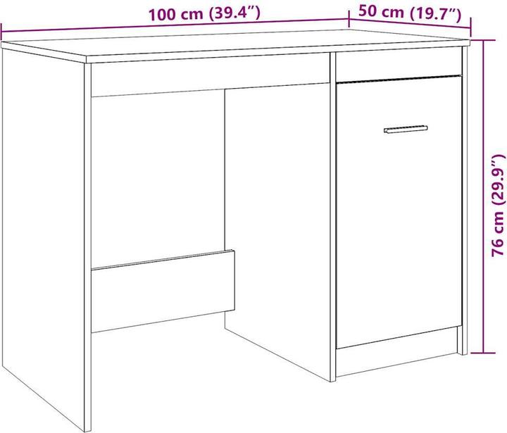 Produktbild VidaXL Schreibtisch Bürotisch Computertisch Arbeitstisch Tisch Artisan-Eiche (100 x 50 x 76 cm)