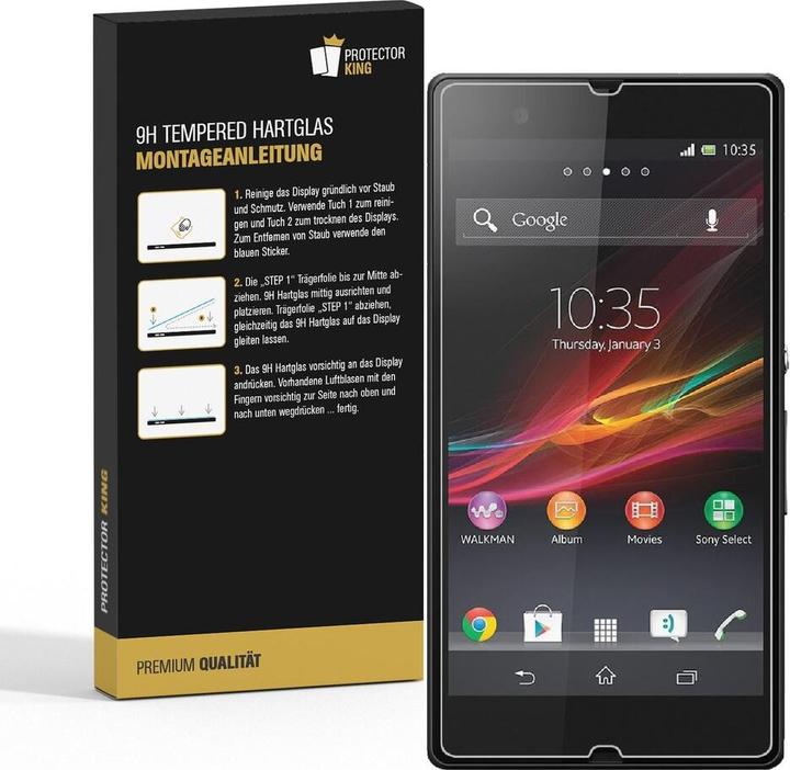 Actual product image Protectorking 1x real tempered 9H armoured glass 3D CLEAR (1 Piece, Sony Xperia Z)