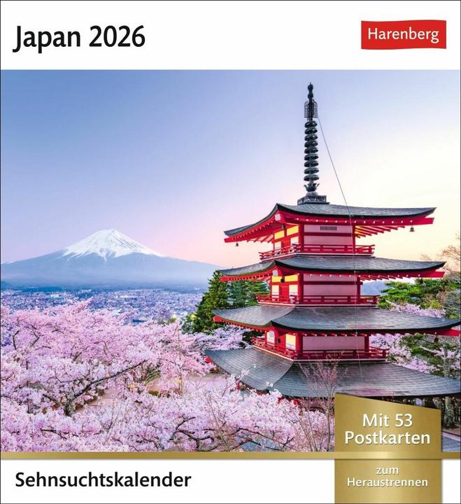 Harenberg Japan Sehnsuchtskalender 2026 - Wochenkalender mit 53 Postkarten (Hardcover, German)
