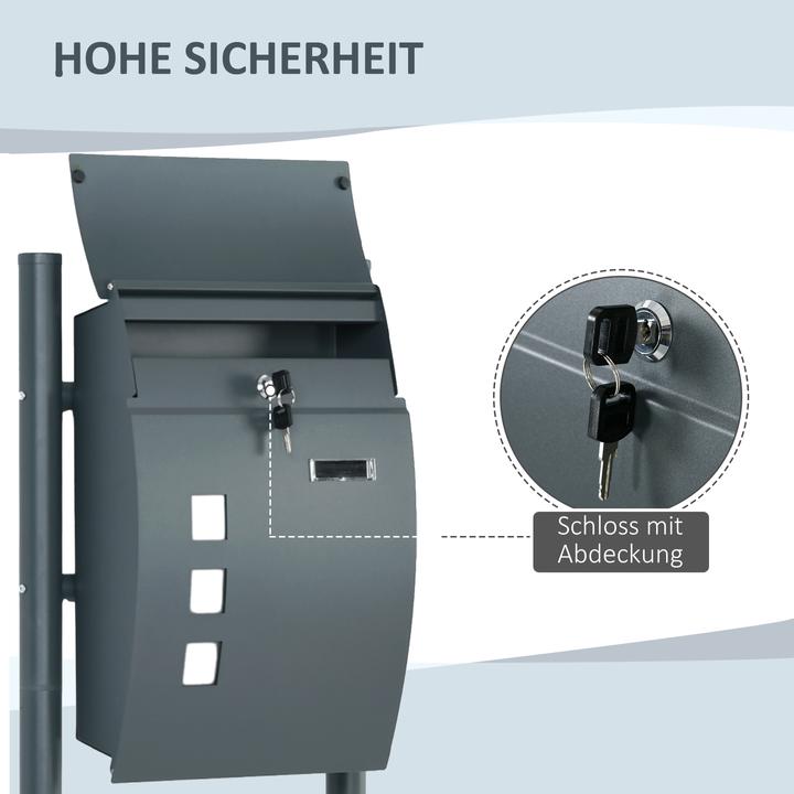 Produktbild Homcom Briefkasten Freistehend oder Wandmontage geeignet mit Sichtfenster